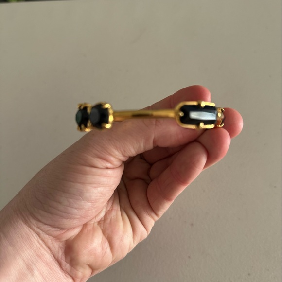 Kate Spade black and gold bangle with various shaped gems - Picture 2 of 5
